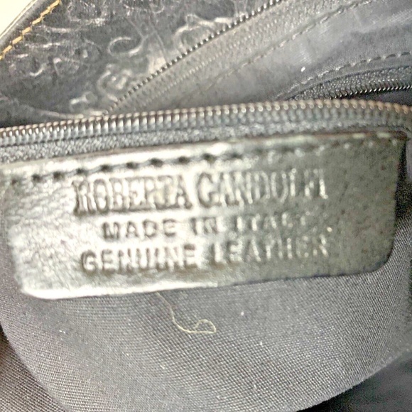Roberta Gandolfi Made in Italy Black Leather Embossed Shoulder Bag - Picture 15 of 15